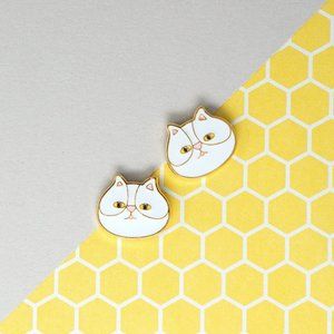 Handcrafted White Persian Enamel Stud Earrings